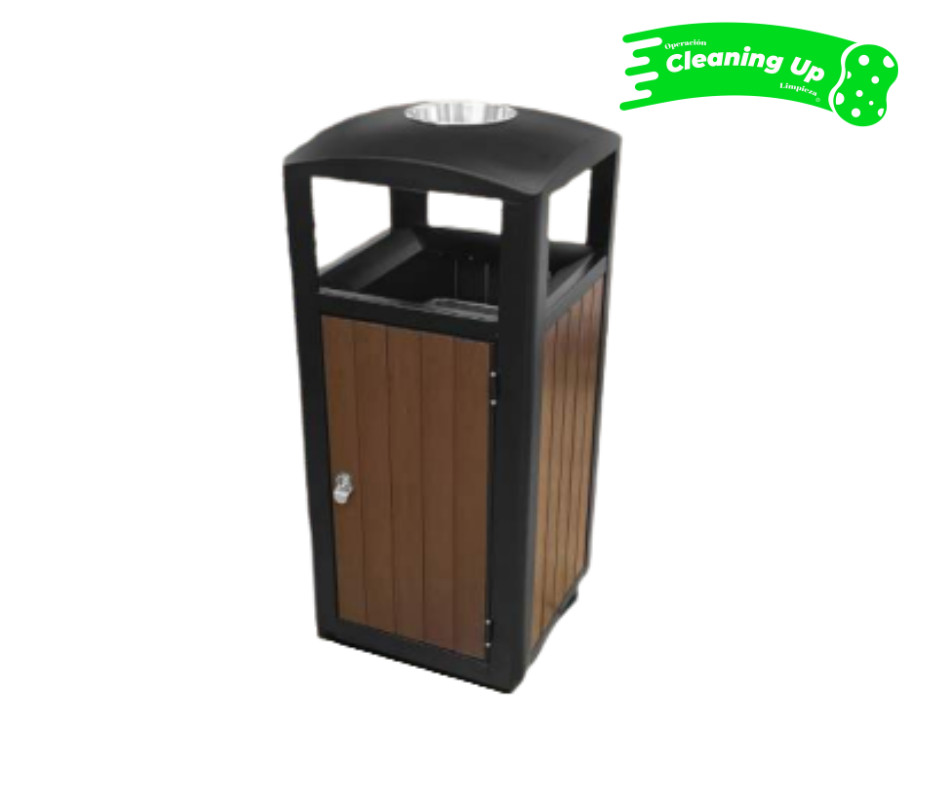 CONTENEDOR METALICO MADERA C/CENICERO #3