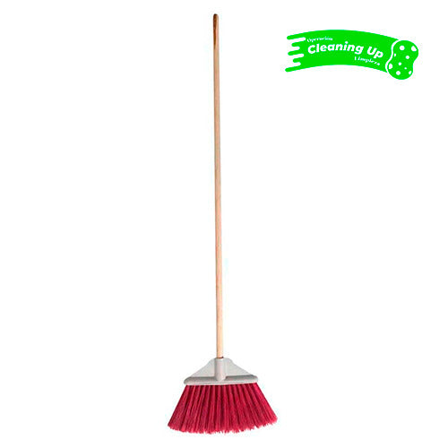 ESCOBA ABANICO MEDIANA BASTON MADERA