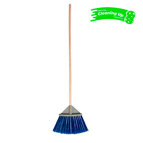 ESCOBA ABANICO GRANDE BASTON MADERA