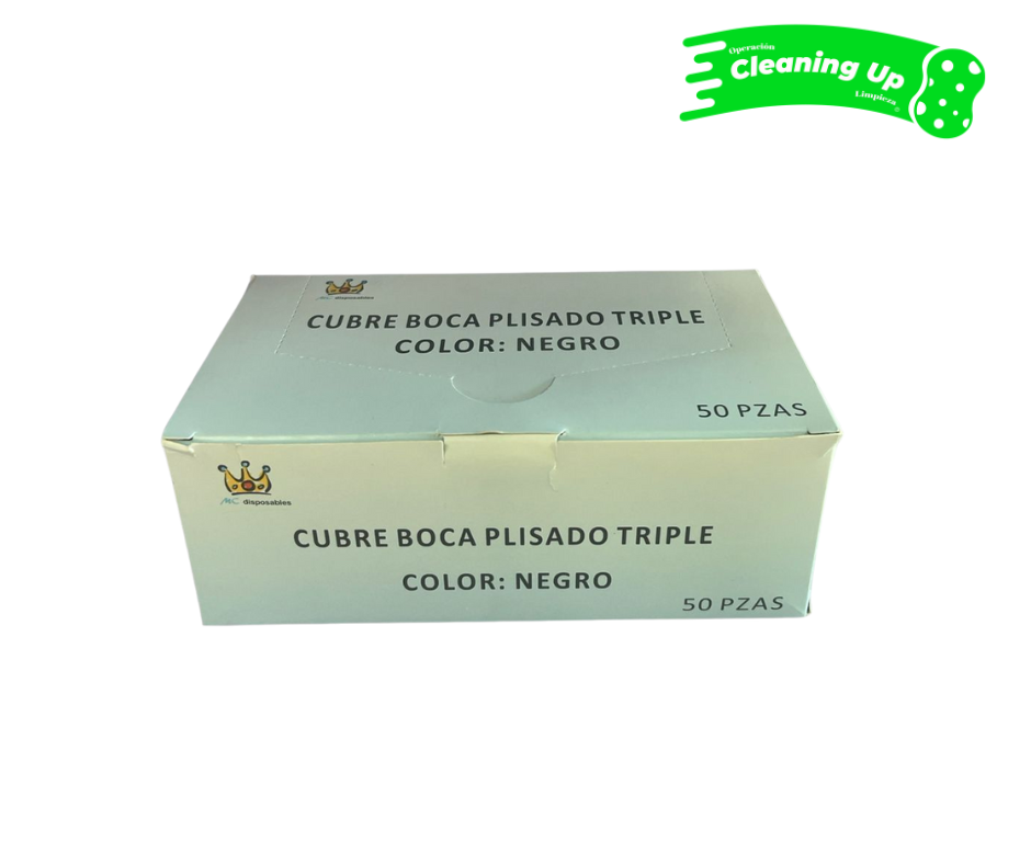 cubrebocas negro caja c/50pz