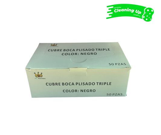 cubrebocas negro caja c/50pz